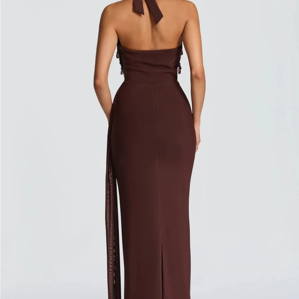 FABIA MAXI DRESS - PLUM BROWN - Picture 2 of 3